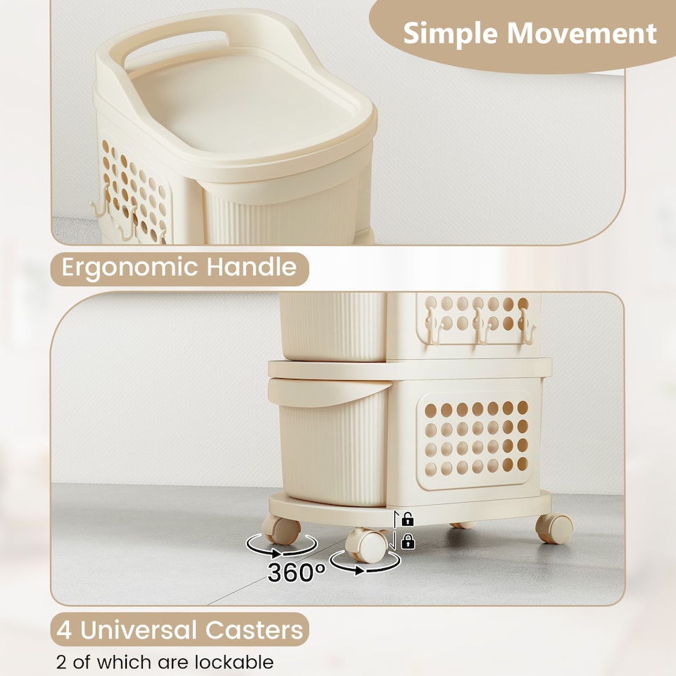 image 1 of COSTWAY 4-Drawer Utility Cart Rolling Plastic Storage White