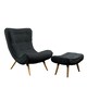 image 1 of Madelia Textured Fabric Accent Chair and Stool - Black
