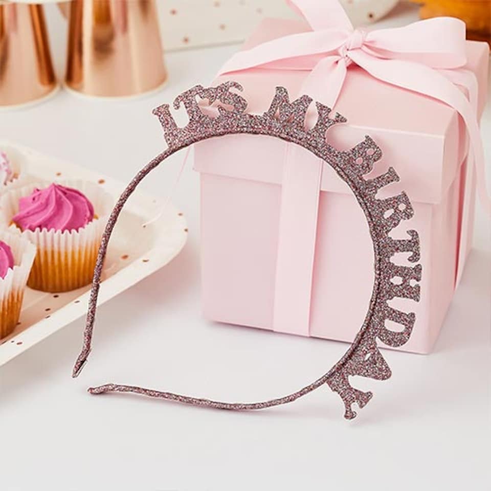 image 1 of Rose Gold 'It's My Birthday' Glitter Headband