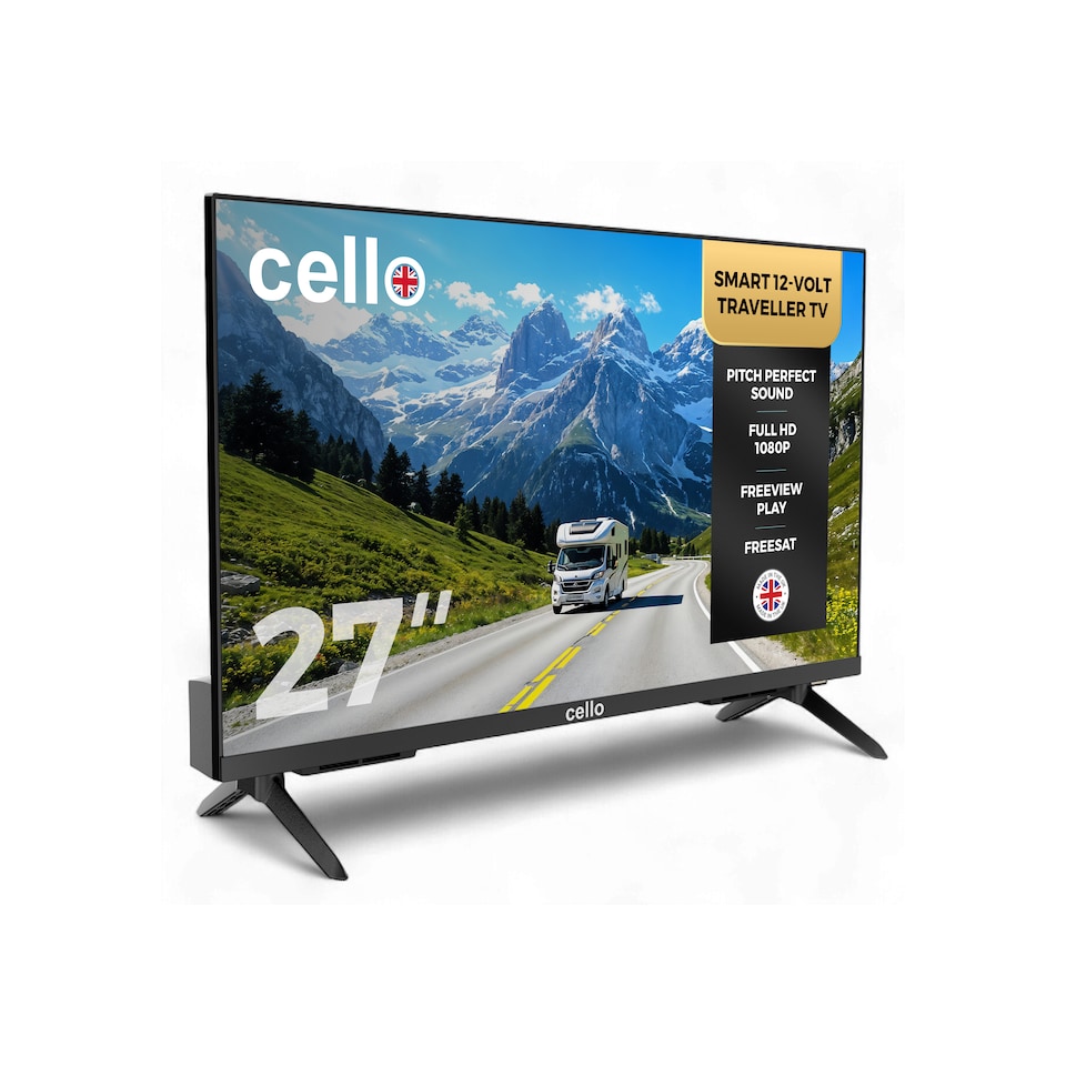 image 1 of Cello C2725WS 27 inch 12V Smart Traveller TV, WebOS, Freeview Play, Perfect Pitch Sound, Ideal for Caravans & Motorhomes, Made in the UK