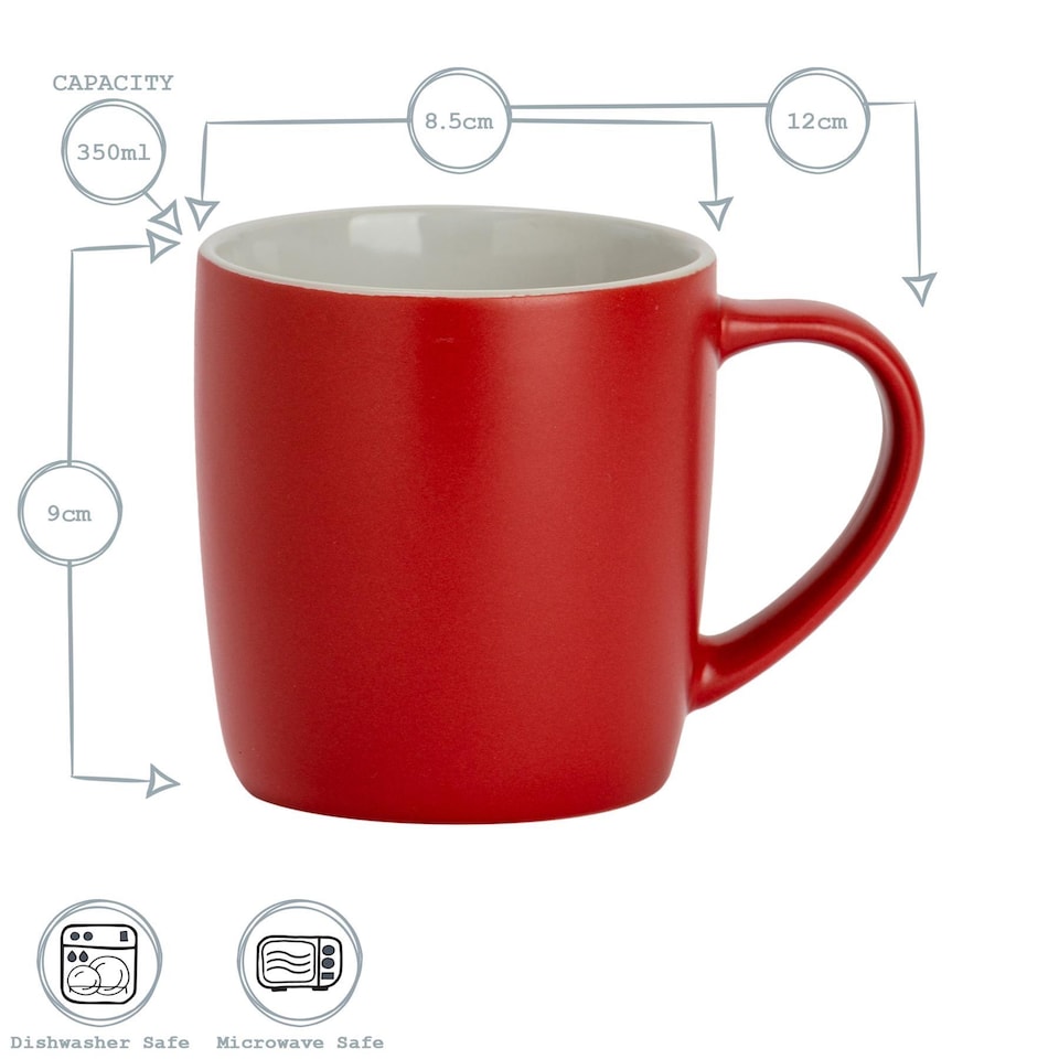 image 1 of Argon Tableware Matt Coloured Coffee Mugs - 350ml - Red - Pack of 4 | Red | Red | 4