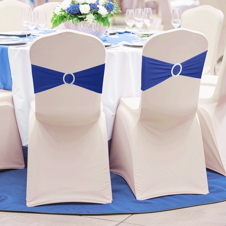 image 1 of 13"x5" Spandex Chair Bands with Slider Buckle, Elastic Chair Sash - 10pcs