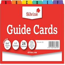 White Cards And Coloured Tab A-Z Guide Cards 152 x 102mm (6"x4")