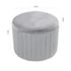 image 5 of Living and Home Round Velvet Dressing Table Ottoman - Grey