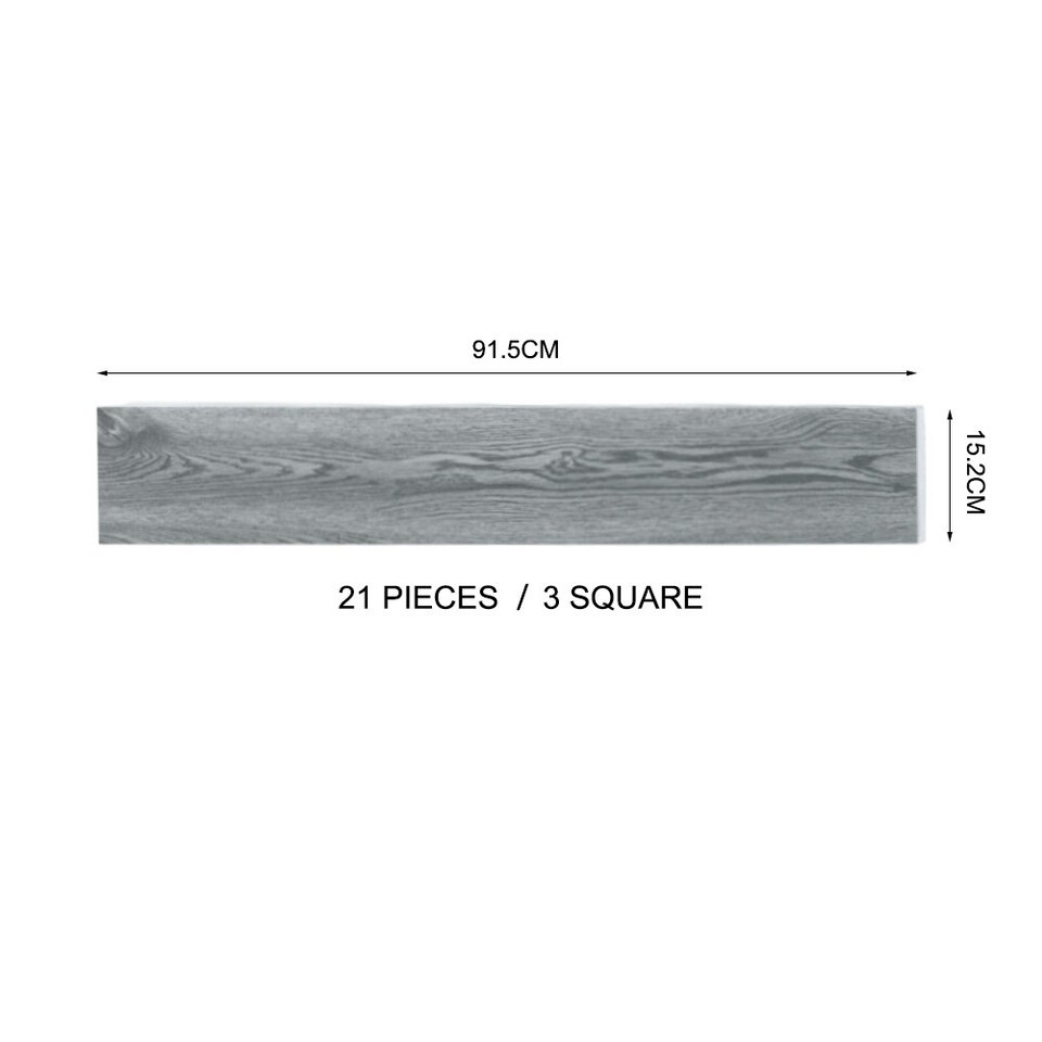 image 1 of Living and Home 21Pcs Rustic Style Wood Plank PVC Flooring - Grey 91.5 L x 15.2 Wcm Grey