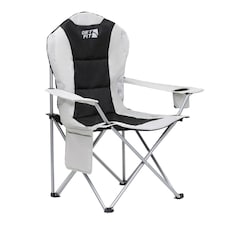 Get Fit Premium Folding Camping Chair - Thick Padded With Magazine Pocket, Cup Holder & Carry Bag - Lightweight 3Kg - Capacity 130Kg - Single | Grey | 1