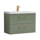 image 1 of Balterley Wall Hung Bathroom 2 Drawer Vanity Unit and 1 Tap Hole Ceramic Basin, with Handles | Green