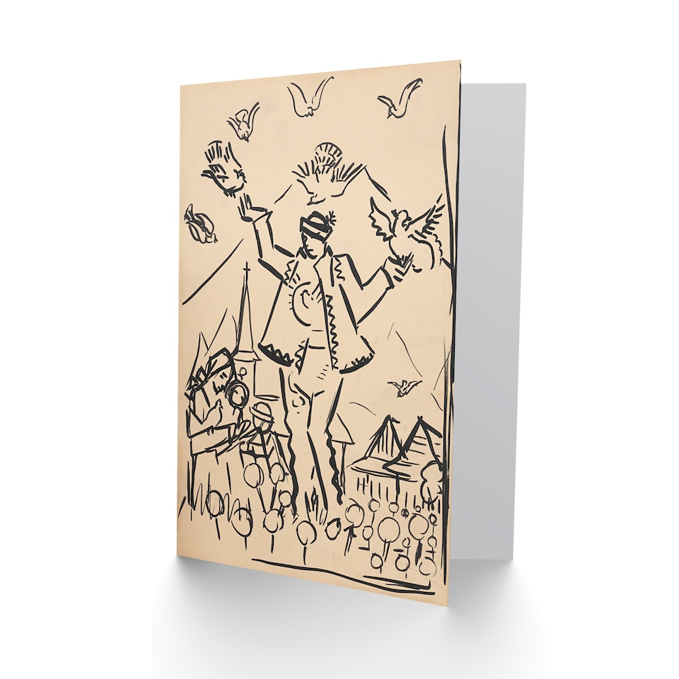 image 1 of Arnold Weisz Kubincan Art Card Study for Joy Ink Drawing