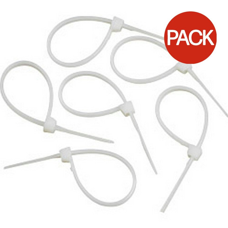 SupaLec Cable Ties (Pack Of 100) - White - 4.8mm x 370mm