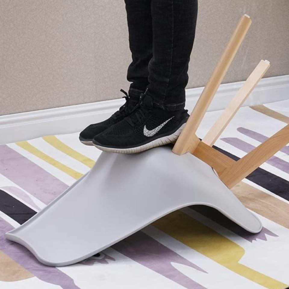 image 1 of 5PCs Dining Set - a White Halo Dining Table & Set of 4 Lorenzo Tulip Chairs with Padded Seat | Grey