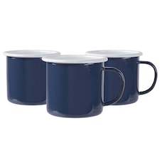 Argon Tableware Coloured Enamel Mugs - 375ml - Navy - Pack of 6 Blue