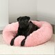 image 4 of OHS Round Fluffy Calming Pet Dog Plush Cushion Bed, Medium - Blush Pink