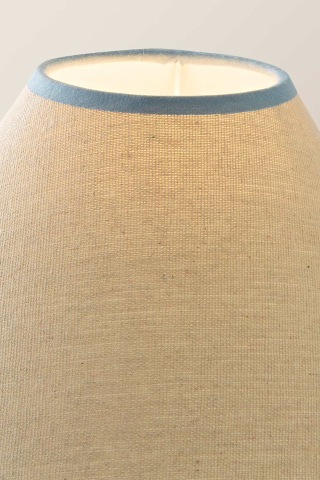 image 1 of ValueLights Florie Natural Small Taper Lamp Shade Scallop Blue Trim | Blue