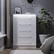 image 2 of Lyon 5 Drawer Chest of Drawers in White Gloss & White (Ready Assembled) | White | White Gloss & White
