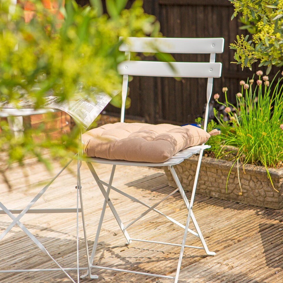 image 1 of Harbour Housewares Square Garden Chair Seat Cushion - Natural | Grey | Natural