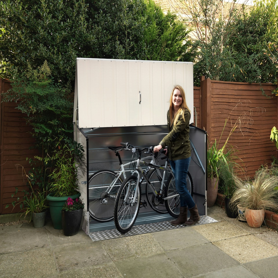 image 1 of Trimetals ProtectaCycle Secure Bike Store with Ramp – Police Approved - Fits up to 3 Adult Bikes Cream