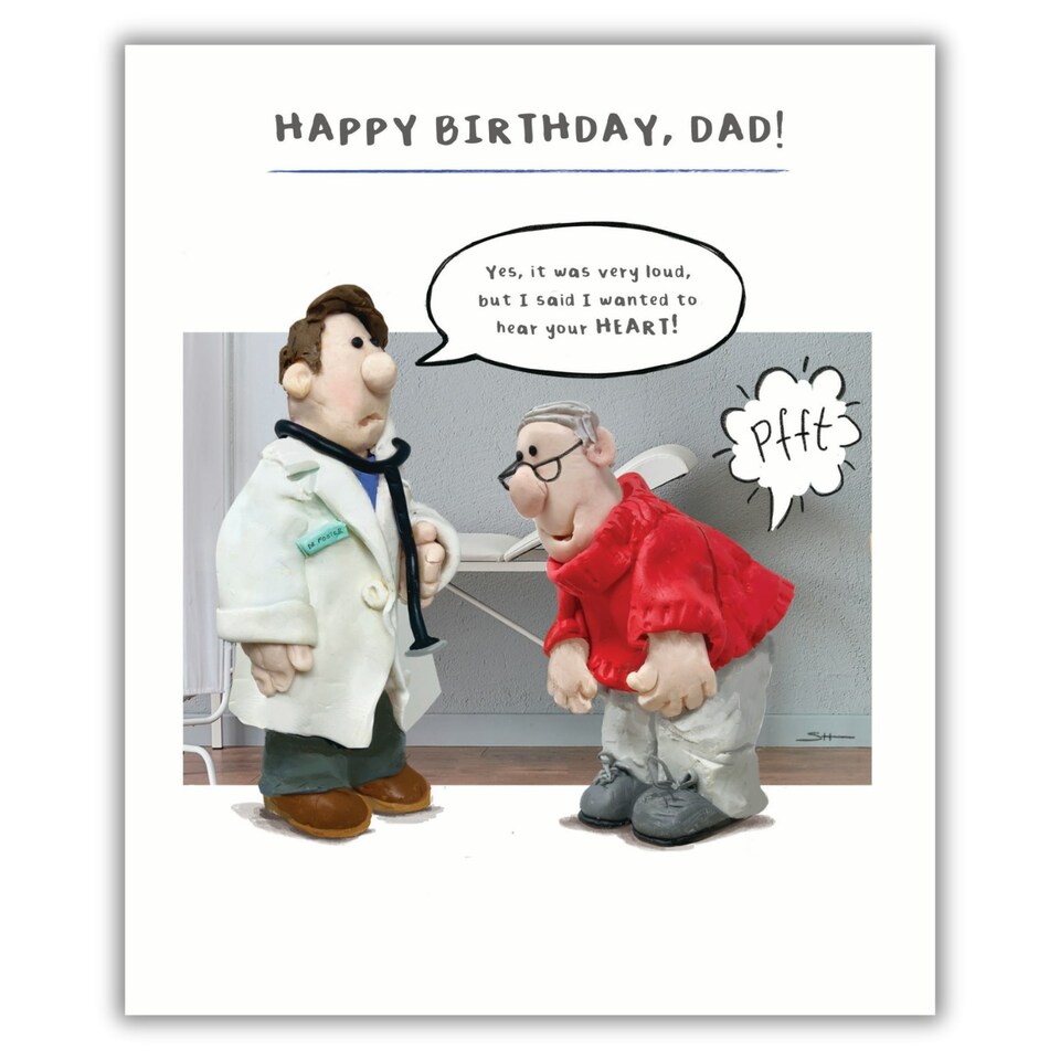 Model Family, Birthday Card for Dad, Dad Greetings Card, Examined at the Doctors! Multi-coloured, 18.4 x 15.4 cms