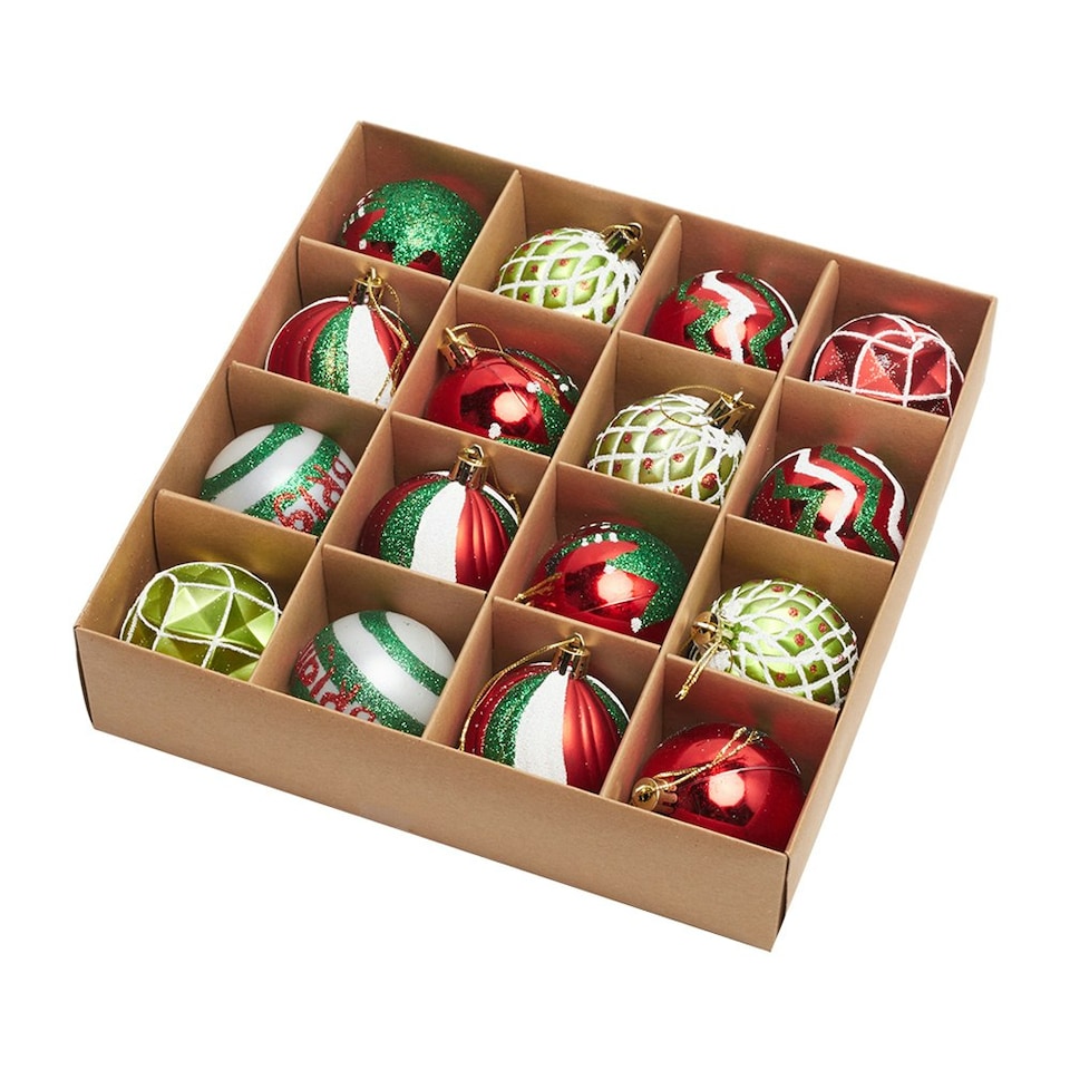 image 1 of Living and Home 16Pcs Christmas Hanging Ball Decorations