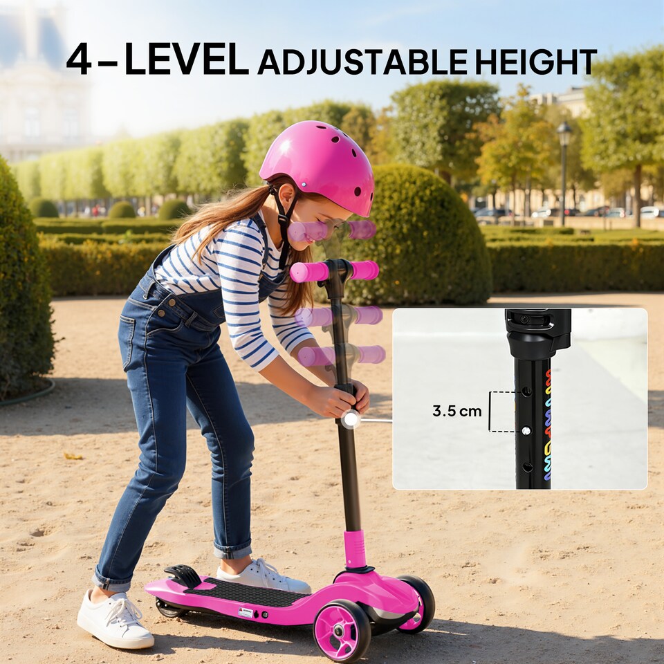 image 1 of AIYAPLAY Electric Scooter for Age 6-10, 3 Wheel Foldable Kids Scooter | Pink