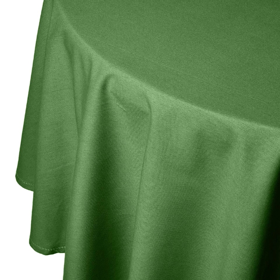 image 1 of Homescapes Plain Cotton Dark Green Tablecloth - 178 cm Round Green