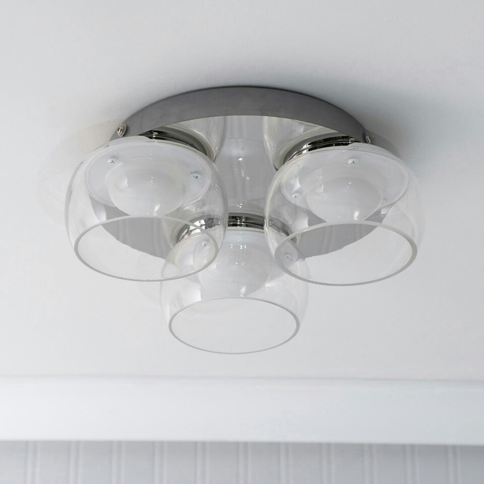 image 1 of ValueLights Alissa Polished Chrome IP44 3 Way Clear Glass Integrated LED Ceiling Light