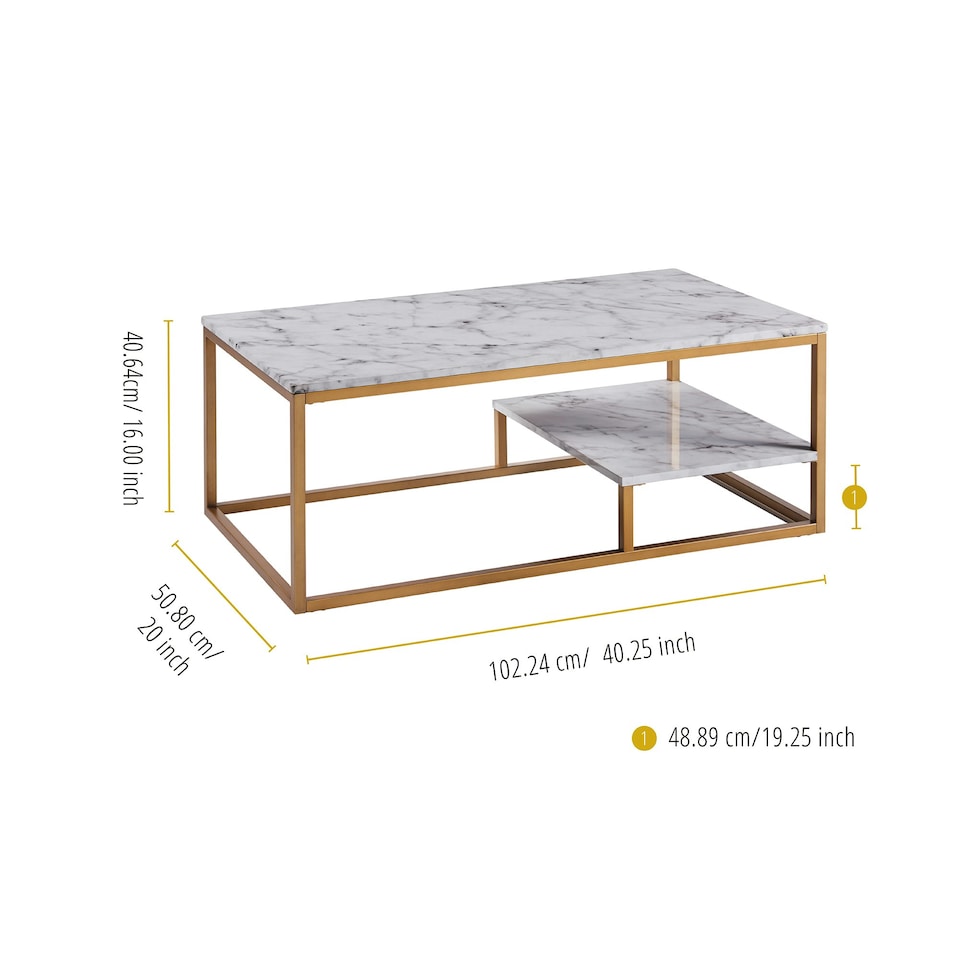 image 1 of Teamson Home Marmo Modern Wooden Marble Effect Coffee Table Living Room
