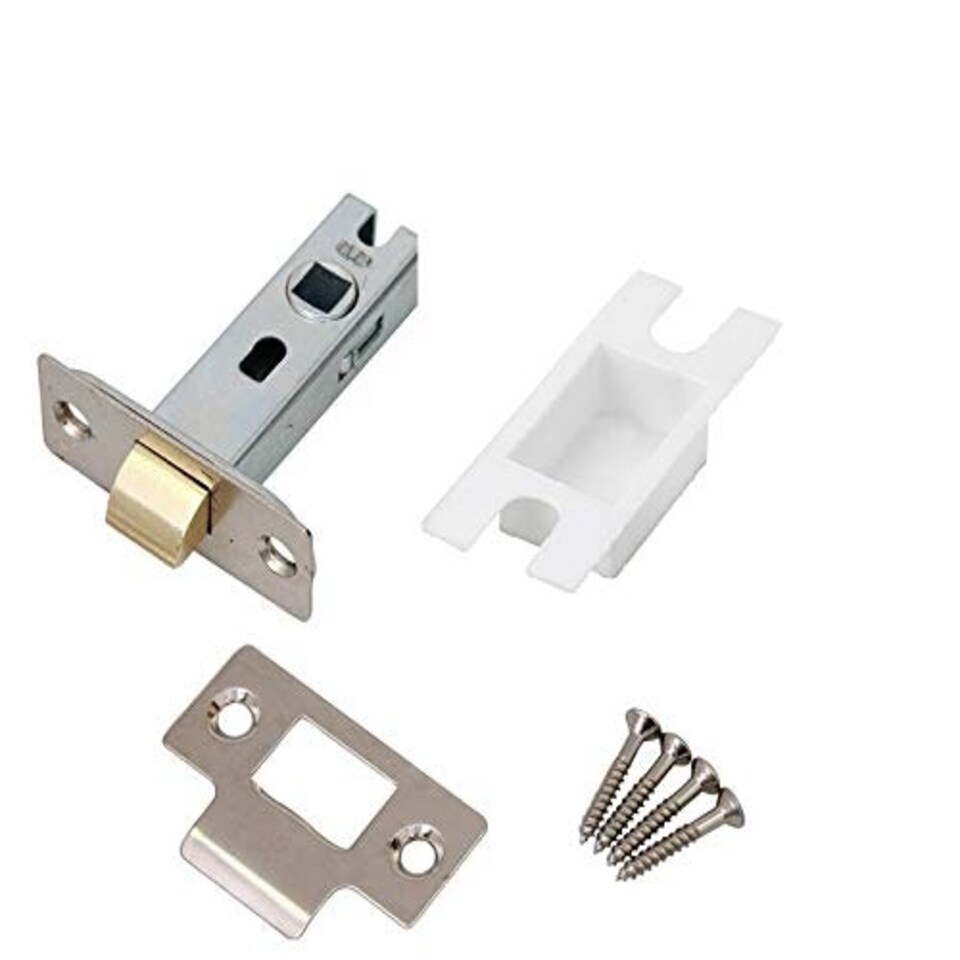 image 1 of Golden Grace Bolt Through Tubular Mortice Latch in Nickel Plated Finish with Strike Plate and Dust Cap - 63mm