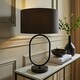 image 1 of ValueLights Antonia Charcoal Fabric Drum Lamp Shade Matte Black Oval Table Lamp | Black