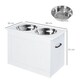 image 4 of PawHut Raised Pet Bowls w/ Storage, Two Stainless Bowls, Elevated Base - White