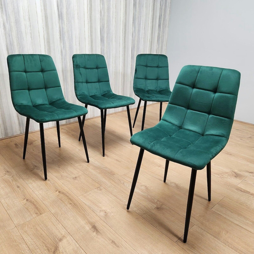 image 1 of Dining Chairs set of 4 velvet green kitchen chairs Green