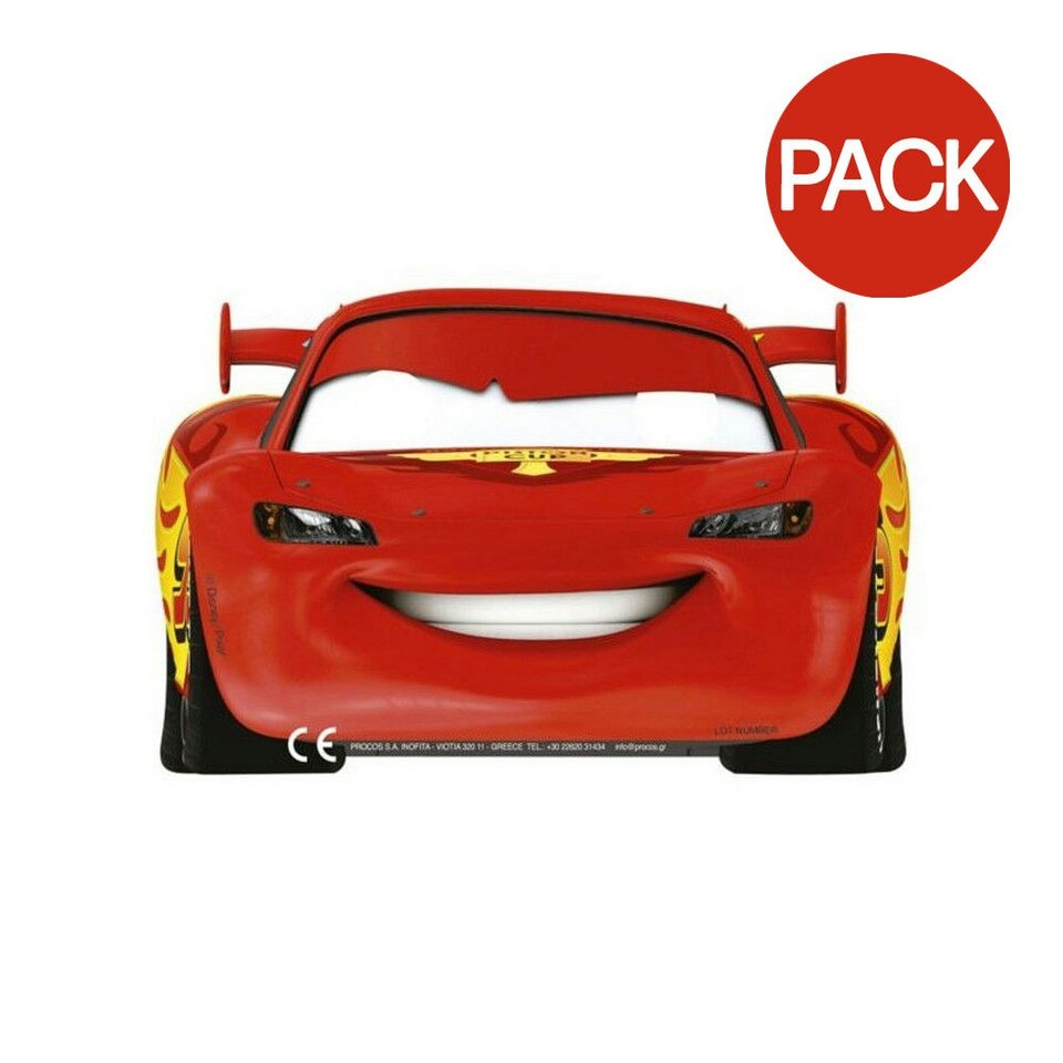 Cars Lightning McQueen Party Mask (Pack of 6) - Red - One Size