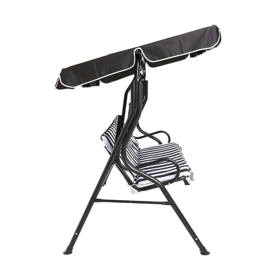 image 1 of Charles Bentley 2-3 Seater Garden Patio Swing Seat Hammock Chair - Grey Striped