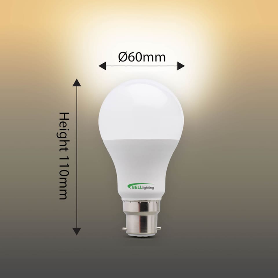 image 1 of BELL Lighting B22 Bayonet LED GLS 8.1W Energy Saving Light Bulbs | White | Warm White - 2700K | 3