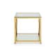 image 2 of Stylish Gold Chrome Frame Lamp Table | Silver | Silver