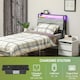 image 4 of HOMCOM LED Single Bed Frame with Charging Station, 90 x 190cm, Cement Grey