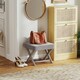 image 5 of HOMCOM Vintage Footstool Padded Seat X Shape Chair Velvet Cover Shabby Grey
