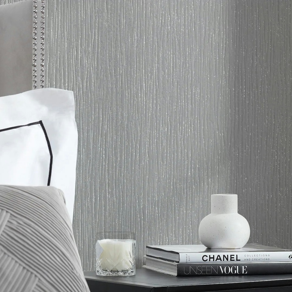 image 1 of Sparkle Plain Texture Wallpaper in Grey Multi