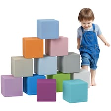 HOMCOM 12 PCs Soft Play Blocks Soft Foam Toy Blue