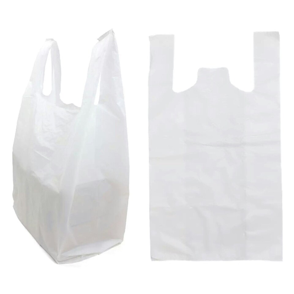 image 1 of 500 x White 10 x 15 x 18" Plastic Vest Style Shopping Groceries Carrier Bags White