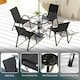 image 6 of Outsunny 5 PCs Garden Furniture Set, Round Table and Stackable Chairs Black