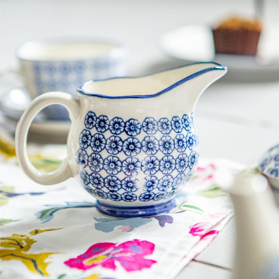 image 1 of Nicola Spring Hand-Printed Milk Jug - 300ml - Navy | Blue | Blue