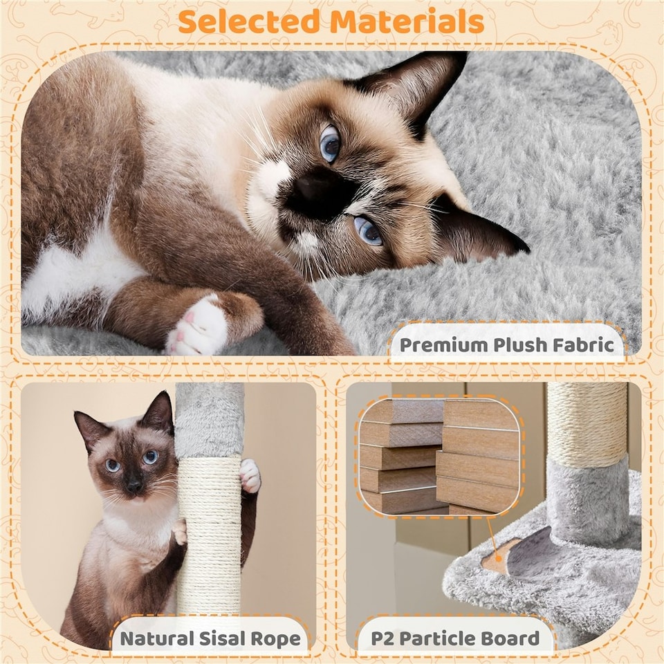 image 1 of Yaheetech 135.5 cm Cat Activity Tower Play Center Light Grey