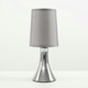 image 2 of ValueLights Pair of - Small Chrome Touch Table Lamps with Grey Fabric Shades With 5w LED Dimmable Candle Bulbs In Warm White Grey