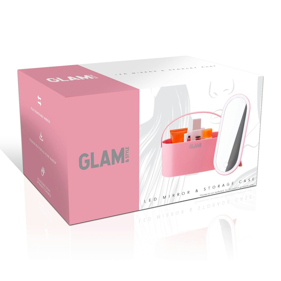image 1 of Glam & Style Rose Pink LED Storage Case - Beauty & Make up