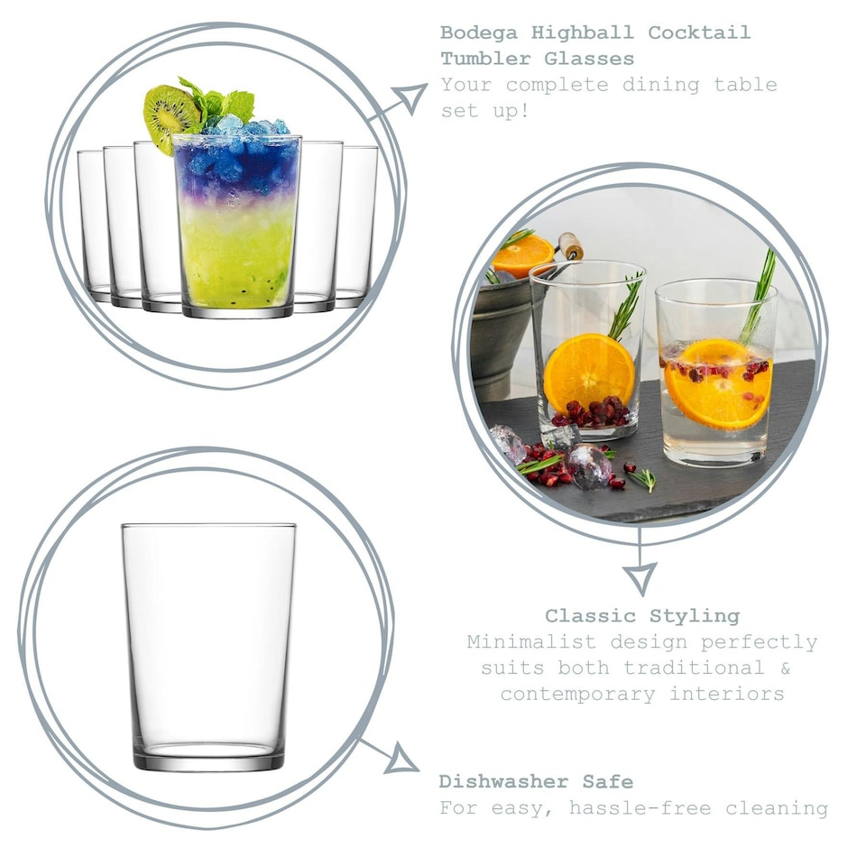 image 1 of LAV Bodega Highball Glasses - 520ml - Clear - Pack of 6 Clear