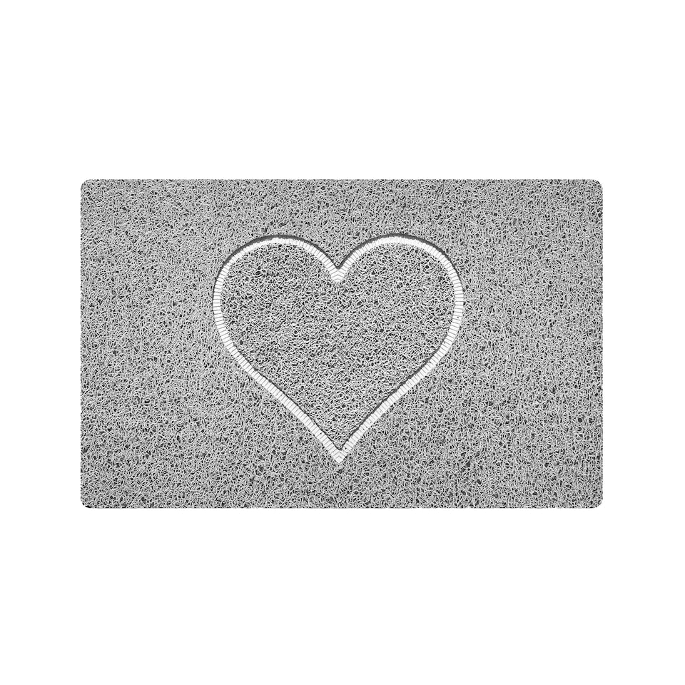image 1 of Embossed Spaghetti Loofah Anti Slip Shower Mat - Heart Grey | Rectangular 90x60cm