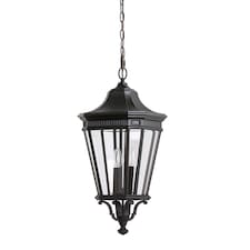 Cotswold Lane 3 Light Large Outdoor Ceiling Chain Lantern Black, E14