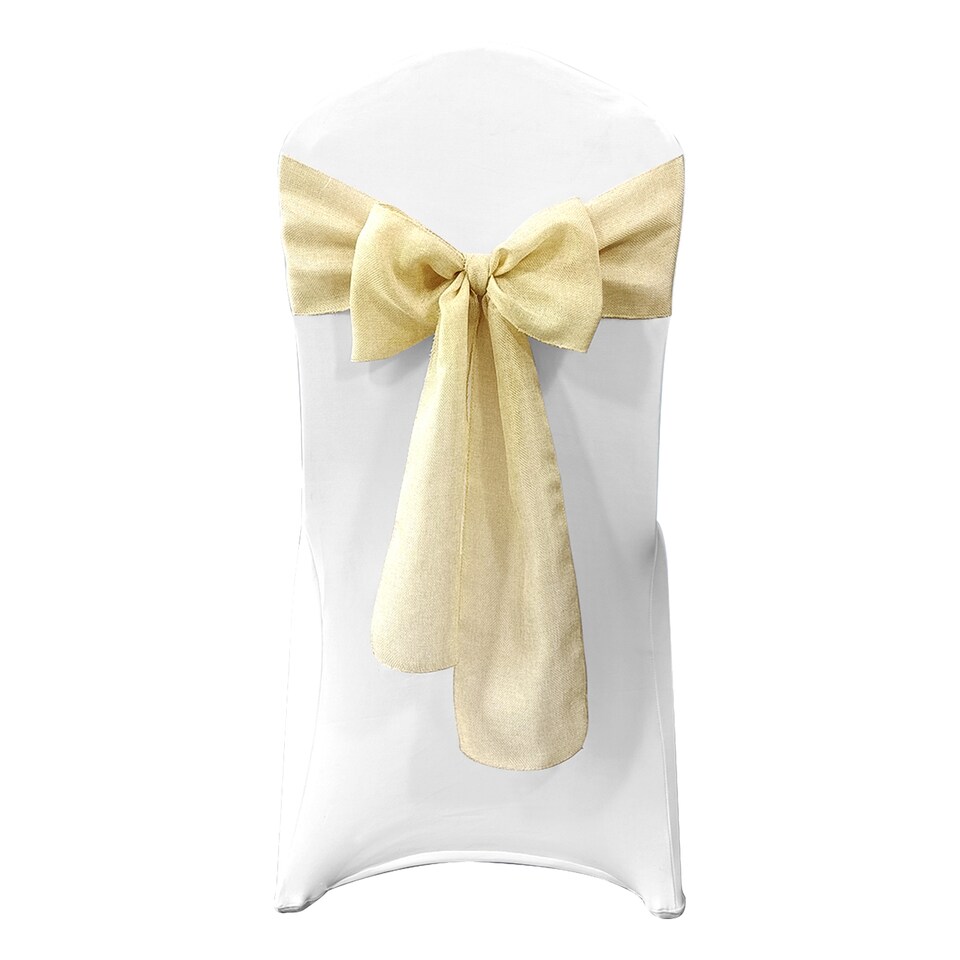 image 1 of 7" x 108" Hessian Chair Sashes, Rustic Burlap Table Runner Sash - 10pcs
