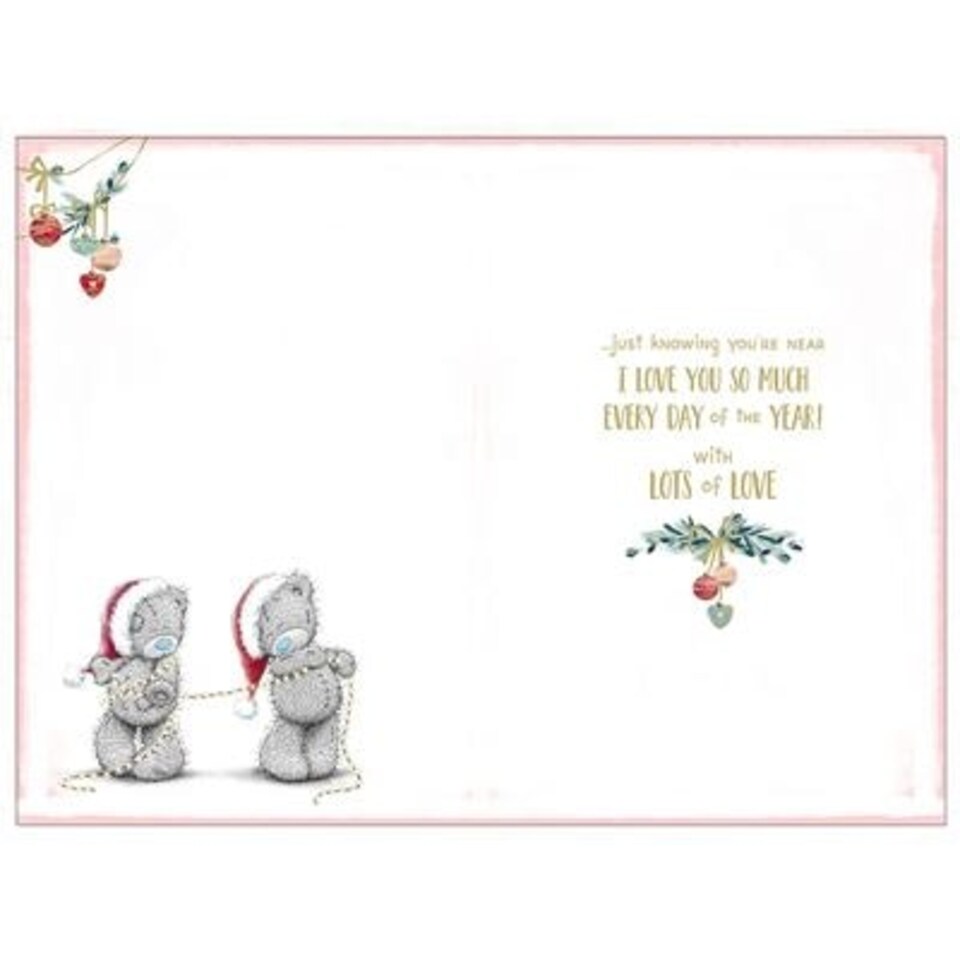 image 1 of Bear with Tinsel Verse Girlfriend Christmas Card