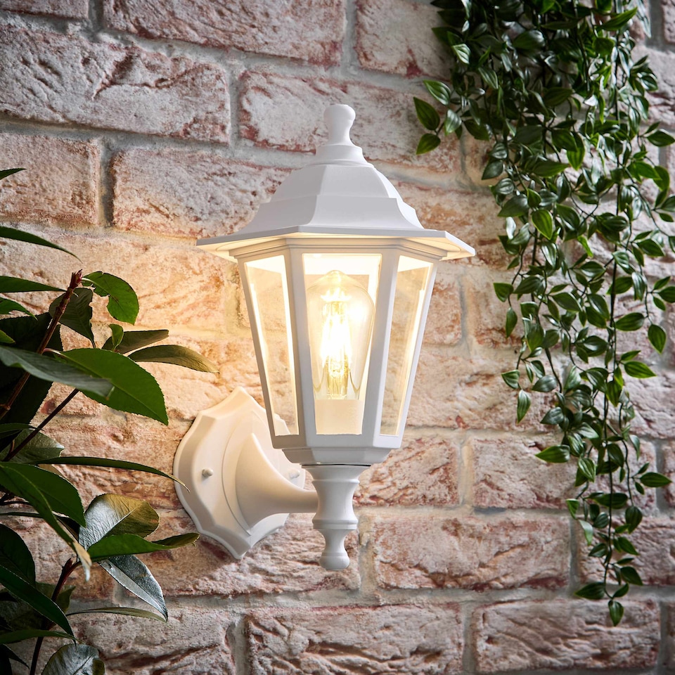 image 1 of ValueLights Traditional Style White Outdoor Security IP44 Rated Wall Light Lantern | White